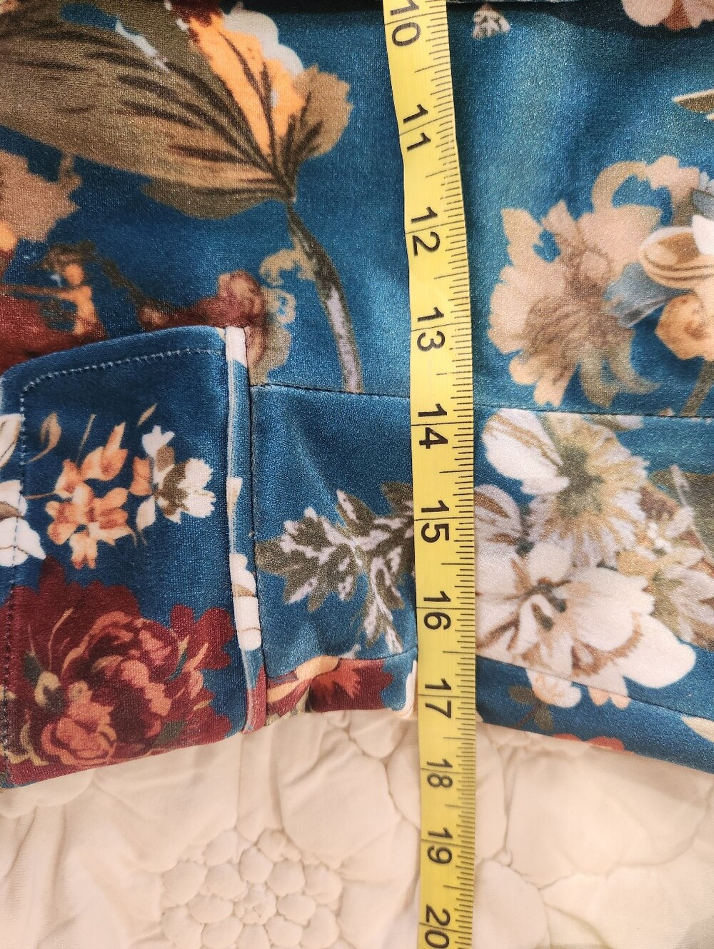 Futario Floral Velvet Tailored Blazer Jacket - Teal - Picture 14 of 14